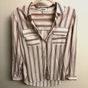 Express Small The City Shirt Red Stripe Button Up